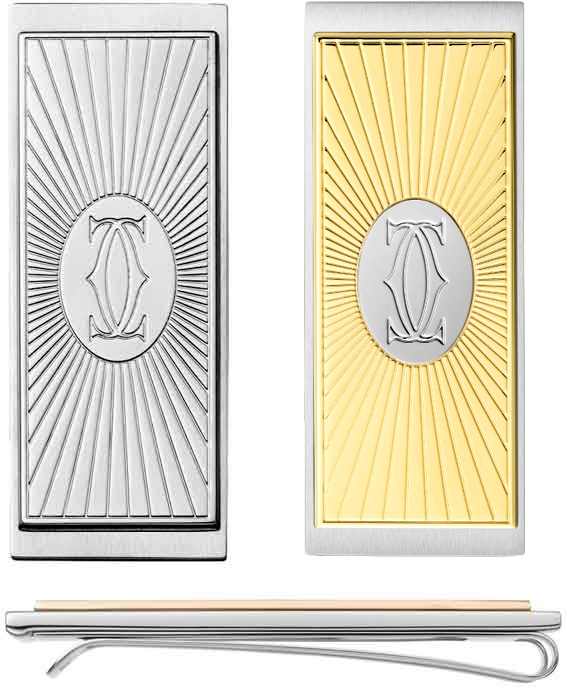 Cartier カルティエ メンズ マネークリップ 紙幣クリップシルバー Cドゥカルティエデコールゴールド シルバー お札 お財布 放射線SMALL GOODS STAINLESSMONEY CLOP C DE CARTIER DECORカルチェ 新品未使用【中古】｜kaminorth