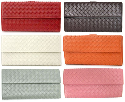 BOTTEGA VENETA ボッテガベネタ 二つ折り長財布Wホック イントレチャート 2つ折りダブルホック長財布 ボッテガヴェネタ ダブルホック ブラック ピンク ブラウン ベージュ アイボリー オレンジ レッド グレー ブルー ホワイト新品未使用【中古】