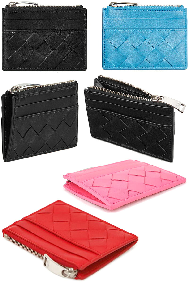 BOTTEGA VENETA ボッテガヴェネタ\u003cBR\u003eチャックコインケース\u003cBR\u003e両サイドカードケースつ 釣り銭入れ金入れ\u003cBR\u003e黒いこと 点火装置青碧\u003cBR\u003e編み込みワイドイントレチャート\u003cBR\u003e通行手形容れもの クレディットカード容れもの\u003cBR\u003e8803BK4611LBL 新品未当て嵌める【中古】