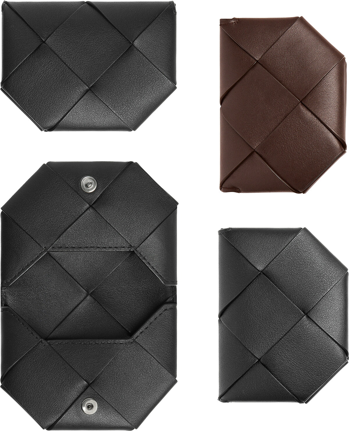 BOTTEGA VENETA ボッテガベネタ\u003cBR\u003eメンズ レディース ２つ折り歌留多容れもの\u003cBR\u003e引っ掛かり式釣り銭入れ コインケース 金入れ\u003cBR\u003eボッテガヴェネタ イントレチャートレザーブラック 暗然たる薄墨色 暗然たる赤銅色INTRECCIATO 8803BK 新品未当て嵌める 【中古】