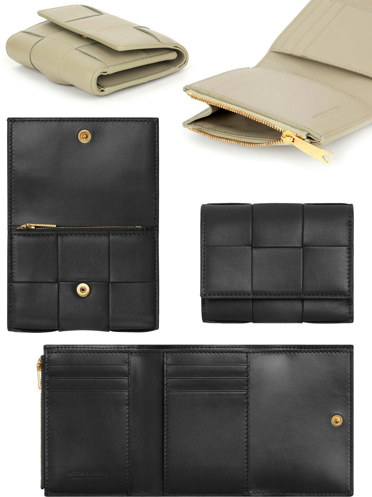BOTTEGA VENETA ボッテガヴェネタ\u003cBR\u003eメンズ  レディース 釣り銭入れ付き添い人三つ折り金入れ\u003cBR\u003eカセットイントレチャートレザー 黒いこと ベージュ\u003cBR\u003eラムスキンレザー×カーフスキンレザー\u003cBR\u003e3折ウォレット 8425BK2916BE 新品未当て嵌める 【中古】