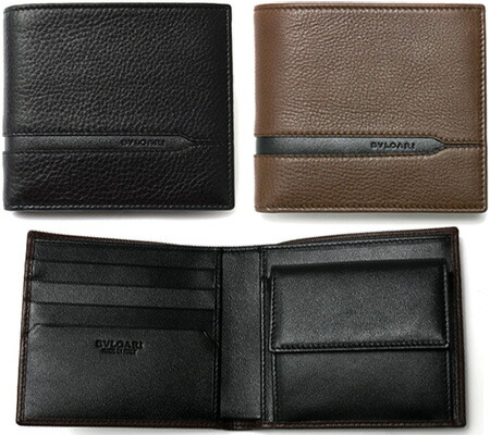 【未使用】ブルガリ　財布　二つ折り　ロゴ型押し　ブラック　レザー　小銭入付　箱 未使用】ブルガリ 財布 二つ折り ロゴ型押し ブラック レザー