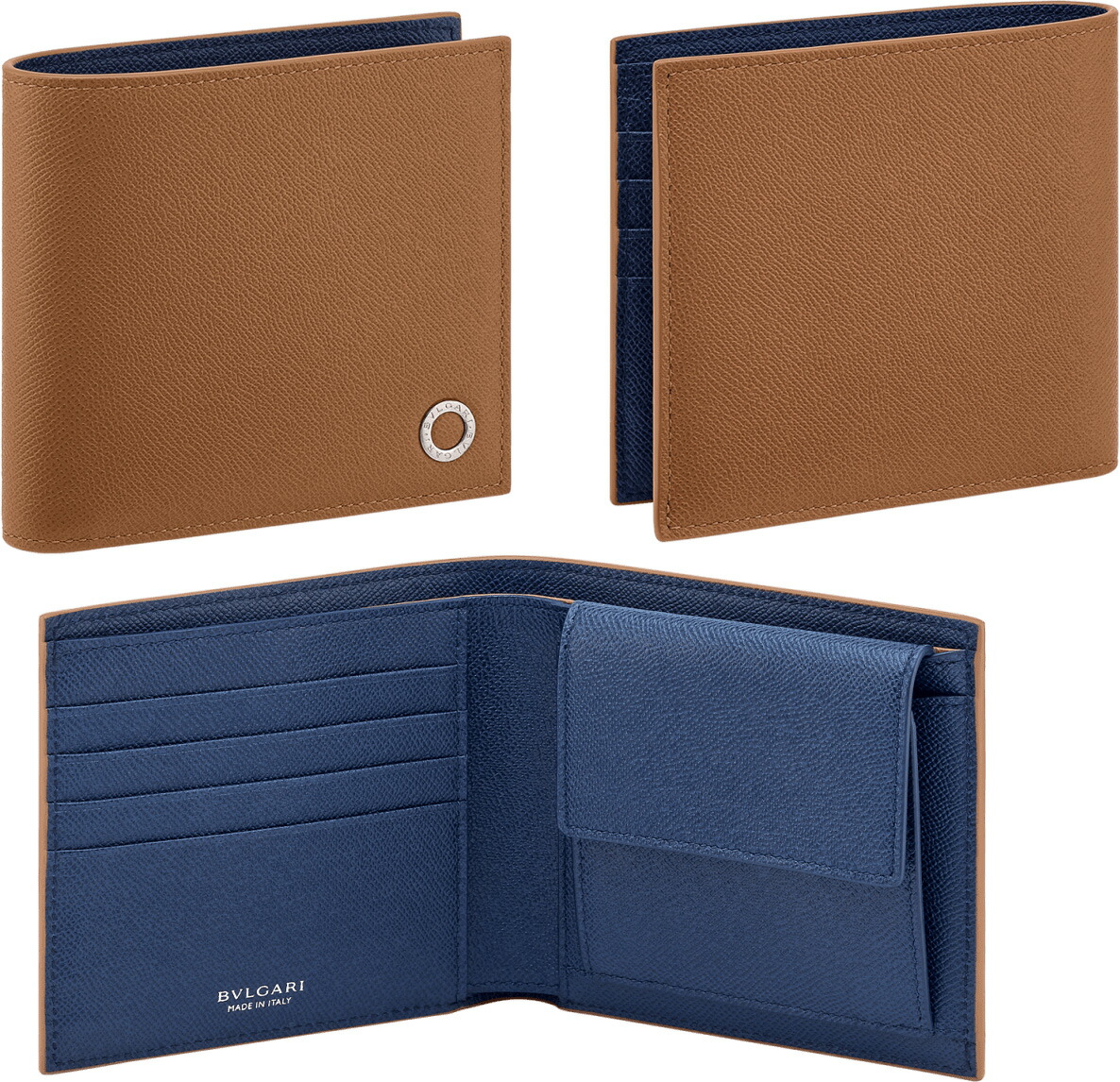 BVLGARI ネイビー 二つ折り財布 ブルガリ BVLGARI 財布 二つ折り財布 折りたたみ財布 小銭入れ付き