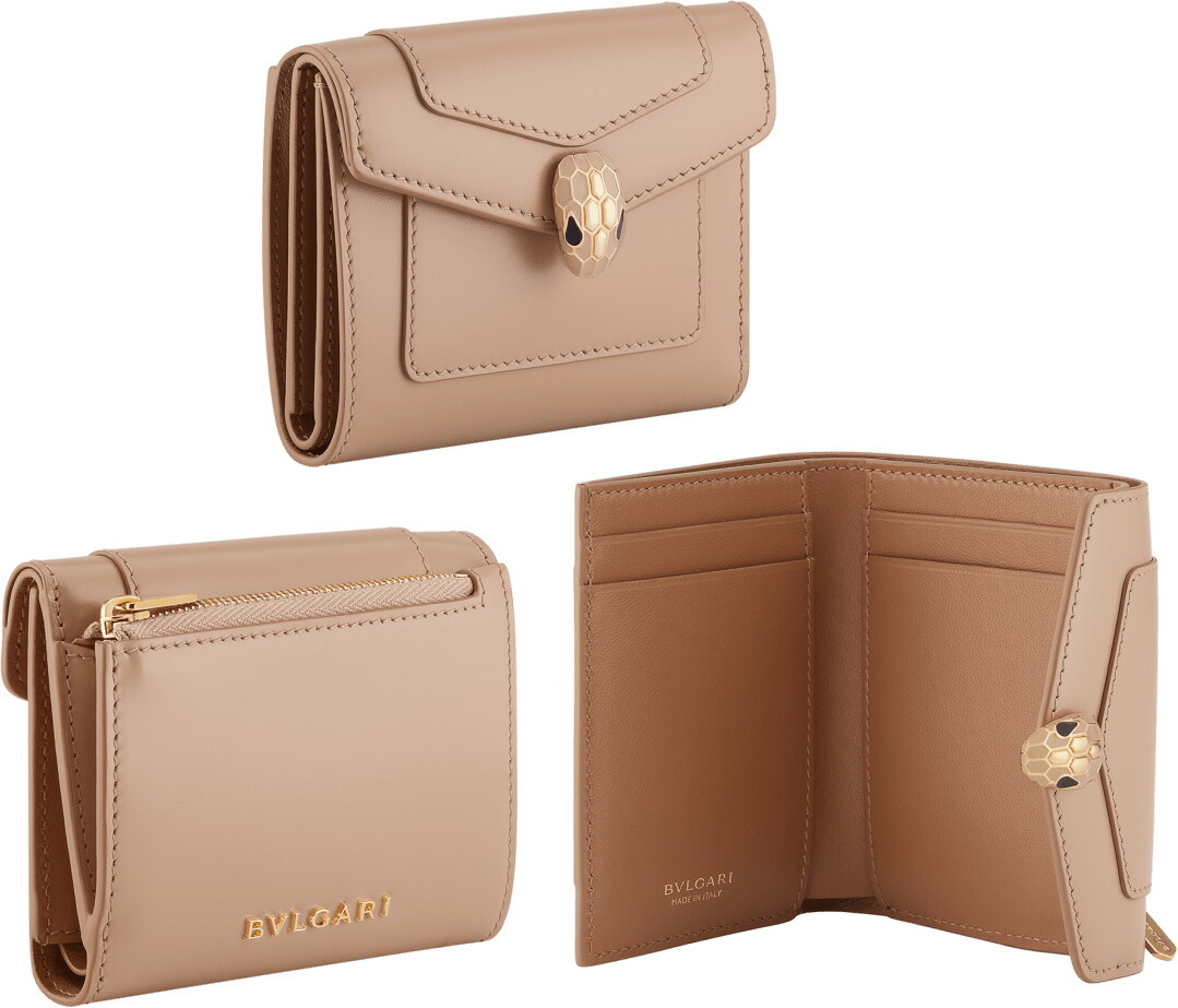 BVLGARI ゴールド　蛇革　三つ折り財布 箱付き BVLGARI ゴールド 蛇革 三つ折り財布 箱付き 箱付き✨️BVLGARI