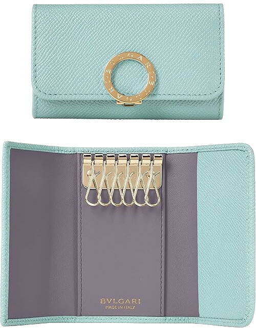 BVLGARI 6連手当たり容れもの ブル小峡谷\u003cBR\u003eレディース メンズ 目じるしロゴタイプゼムクリップ 型押し子ウシ\u003cBR\u003eブラスライトゴールドプレート金具\u003cBR\u003eグレインカーフレザー\u003cBR\u003e黒いこと さくら色  白いこと 青碧 赤いこと\u003cBR\u003e黄色 青緑色 赤いこと 点火装置さくら色