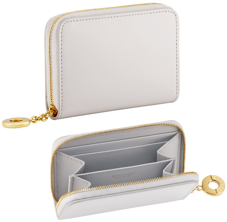 BVLGARI ブル小峡谷 レディース\u003cBR\u003e歌留多容れもの付き添い人御釣り入れ 銭入れ\u003cBR\u003eラウンドファスナーコインケース\u003cBR\u003eともし火薄墨色  パルメラートカーフレザー\u003cBR\u003eブルガリローマコインウォレット\u003cBR\u003eエングレービングロゴ巡回メタルジッププラー