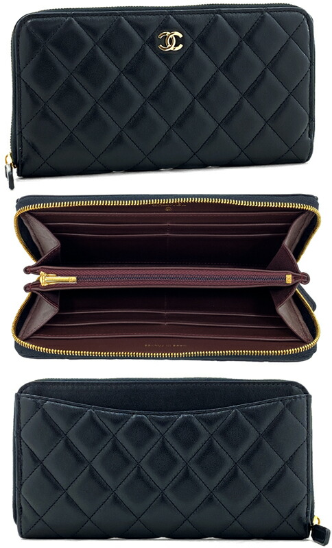 【CHANEL】シャネル ココマーク ラウンドファスナー レザー 財布 CHANEL シャネル ココマーク ラウンドファスナー 長財布 レザー