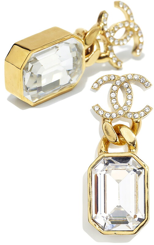 CHANEL シャネル ピアスゴールド&times;カットクリスタルストーンラインストーンCCロゴスイングCCココマークアクセサリー 耳元のアクセントお祝いの贈り物や プレゼントにPenetrate LOGO NB232GD｜kaminorth