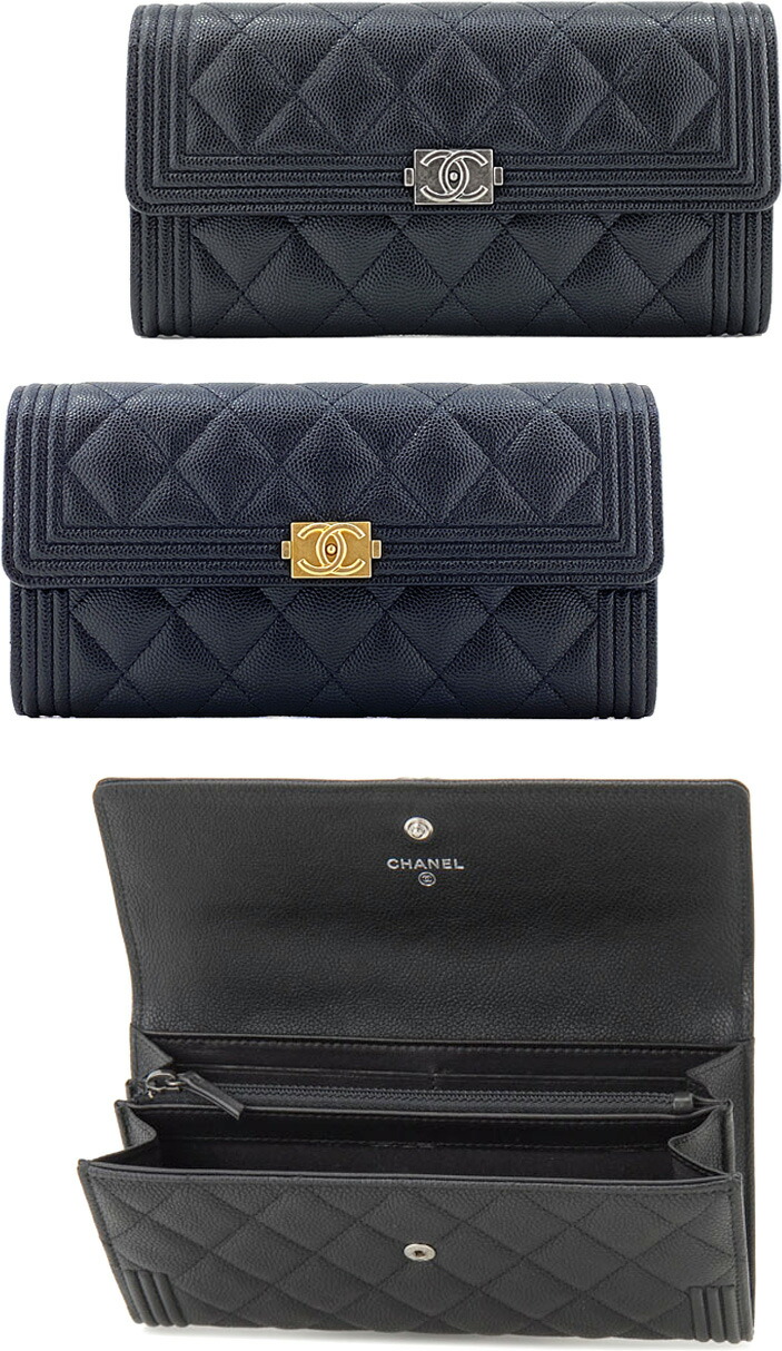 ボーイ　シャネル　長財布 マトラッセ ラウンドファスナー 黒　ココ　小銭入れ CHANEL - ボーイシャネル 長財布 マトラッセ ラウンドファスナー