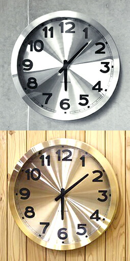ヨーロピアン オランダデザイン 壁掛け時計 ウォールクロック シルバー ゴールド ステーションクロック ROUND WALL CLOCK 丸型掛け時計 ラウンドウォールクロック アルミニウムヘアライン仕上げ