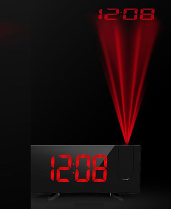 Kaminorth Shop I Reflect It On A Projection Alarm Clock Black Red