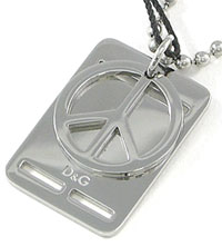 D\u0026G DOLCE＆GABBANA<br>ペンダントネックレス シルバー<br>ダブルプレート ピースマーク＆スクエアプレート<br>アクセサリー プレゼント<br>メンズ レディース 男女兼用<br>ドルチェ＆ガッバーナ ドルガバ<br>JEWELRY DJ0739