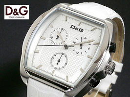 ドルチェ&ガッバーナ ウォッチ マーチン マーティンD&G WATCH DW0427 MARTINクロノグラフ シルバーケース 腕時計 アナログ型押しのホワイト本革レザーで少し落ち着かせたモデル|kaminorth