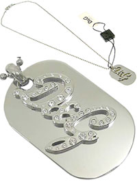 DOLCE&GABBANA ペンダントネックレス ラインストーン入り筆記体ロゴ×シルバードッグタグ ダブルプレート アクセサリー PENDANT NECKLACE ドルガバ ドルチェ＆ガッバーナ Jewelry DJ0703 ドルガバ D&G ディー＆ジー メンズ レディース 男女兼用