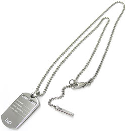 DOLCE\u0026GABBANA ペンダントネックレス<br>シルバーロゴプレートドッグタグ<br>シルバーボールチェーン<br>アクセサリー<br>PENDANT NECKLACE<br>ドルガバ ドルチェ＆ガッバーナ<br>ドルガバ D\u0026G ディー＆ジー<br>メンズ レディース 男女兼用<br>IDオーバルタグ DJ0350