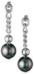 D&G ピアス ジュエリー ドロップブラックシスティックパールボール シルバーチェーン Covent Garden Jewelry Pierced Earrrings DJ0666 DOLCE&GABBANA ドルチェ＆ガッバーナ ドルガバ レディース 耳元のアクセントに