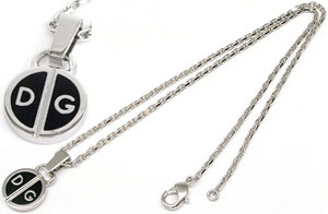 D&G DOLCE&GABBANAドルチェ&ガッバーナ ブラック×シルバー ラウンドプレートアクセサリー ペンダント ネックレスシルバー×ガンメタリックOTTONE PALLADIO/NERO ドルガバ メンズ レディース 男女兼用|kaminorth