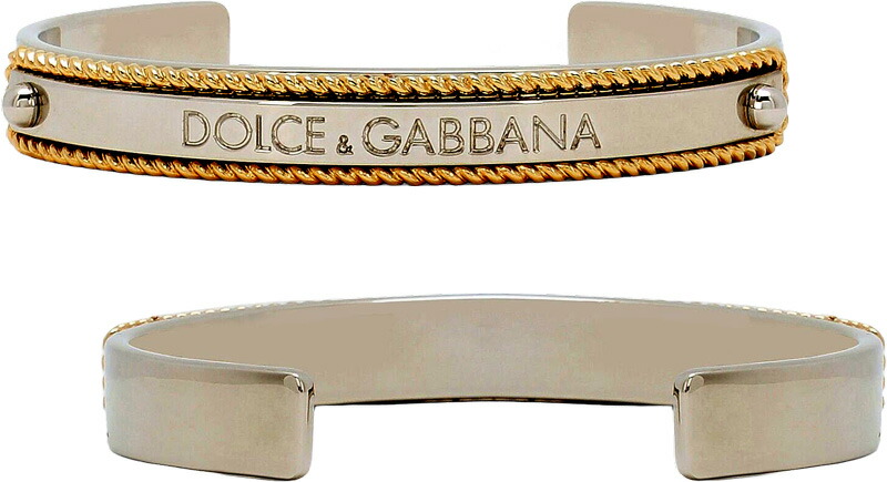 DOLCE\u0026GABBANA D\u0026G\u003cBR\u003eイタリア製 メンズバングルブレスレット\u003cBR\u003eドルチェ＆ガッバーナ 弗ガバ\u003cBR\u003eマリーナメタルリジッドブレス\u003cBR\u003eゴールド吊りひも イタリア共和国ミラノ ロゴタイプ目じるし一皿  ディー＆重力加速度 金管楽器87655SL Marina Silver Logo Bangle Cuff Bracelet 87562SL