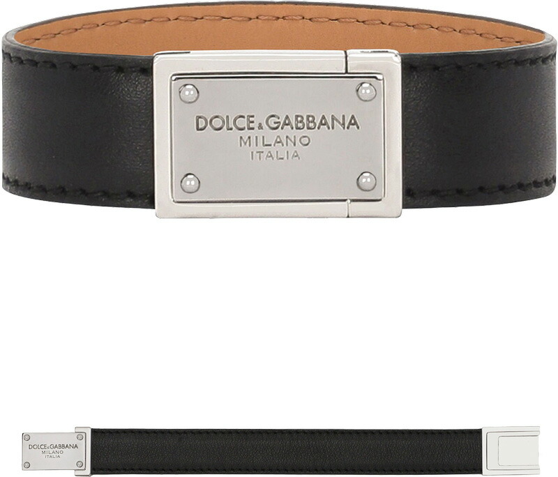 DOLCE & GABBANA ブラックレザーバングル　ロゴメタルプレート 楽天市場】ドルチェ＆ガッバーナ DOLCE&GABBANA メンズ ドルガバ