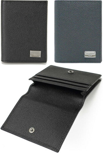 ドルチェ&ガッバーナ レザー カードケース　名刺入れ シボ革　ロゴプレート 黒 ドルチェ&ガッバーナ レザー カードケース 名刺入れ シボ革 ロゴ