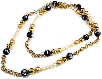 D&G ネックレスボールチェーンネックレス ロゴプリントブラックボール ゴールド&times;パール ペンダントDOLCE&GABBANA Jewelry DJ0620ドルチェ＆ガッバーナ ドルガバ レディース｜kaminorth
