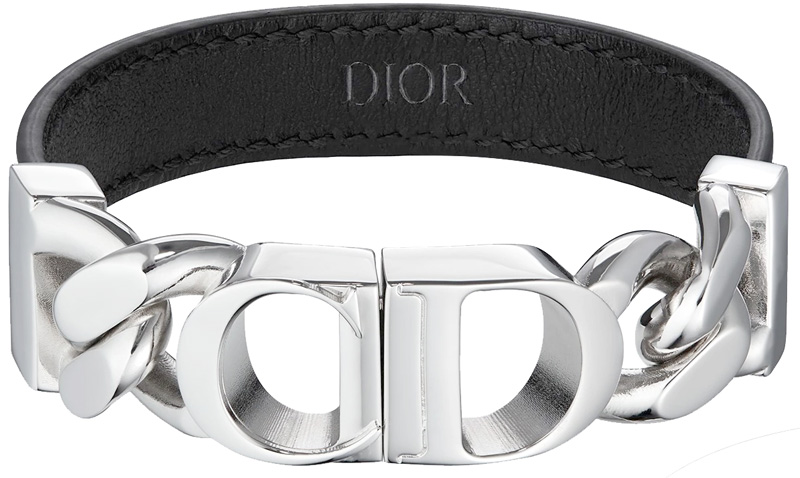 Dior HOMME ディオールオムイタリア製CDアイコンロゴブレスレットトップステッチブラックレザーシルバー アイコンロゴ  喜平トチェーンD004SLBK Christian Diorクリスチャンディオール BRACELET | kaminorth