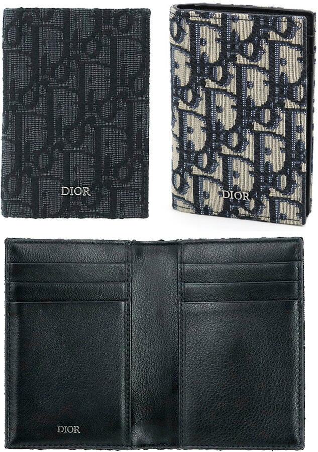 DIOR ディオール カードケース ネイビー バーティカル 2つ折り ディオール“重力の作用”で刻印したメンズレザーグッズ、二つ折り