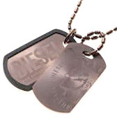 DIESEL ペンダントネックレスディーゼル ダブルプレート ドッグタグ ブロンズアクセサリー メンズPENDANT NECKLACEDX0013｜kaminorth