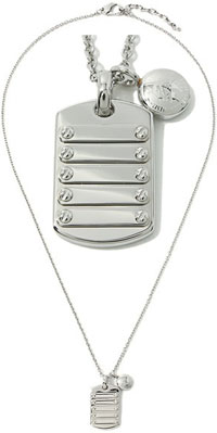 DIESEL ペンダントネックレスディーゼル ドッグタグプレートプチドームプレートブレイブマン ペンダントップシルバー DX0705040ビス打ちバープレートモチーフアクセサリー メンズ レディースユニセックスライン 男女兼用｜kaminorth