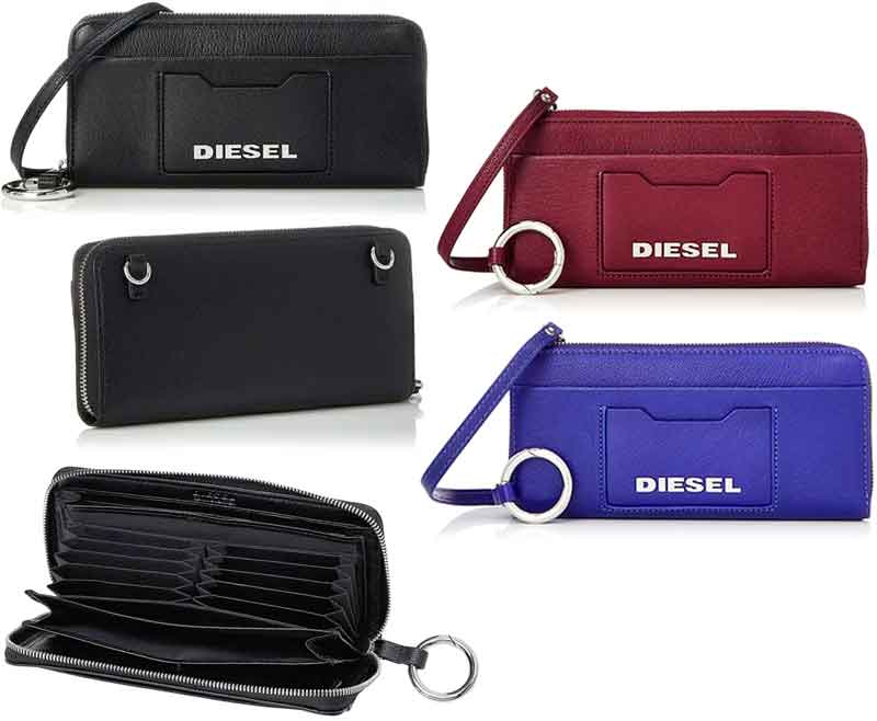 【楽天市場】DIESEL ディーゼル フロントポケットポーチショルダーウォレット小銭入れ付きラウンドファスナー長財布ブラックゴートレザー