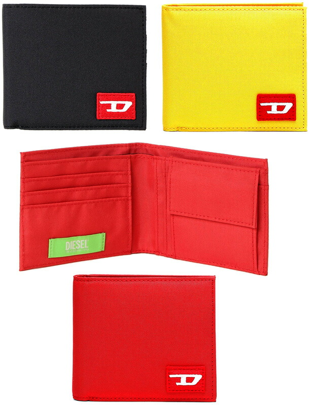 DIESEL三つ折り財布 ホワイト レッド グリーン