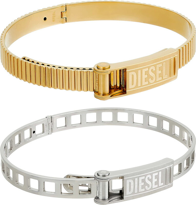 DIESEL シルバー レザーブレスレット　3連 ディーゼル DIESEL ブレスレット 編み込みレザーブレス ブラック