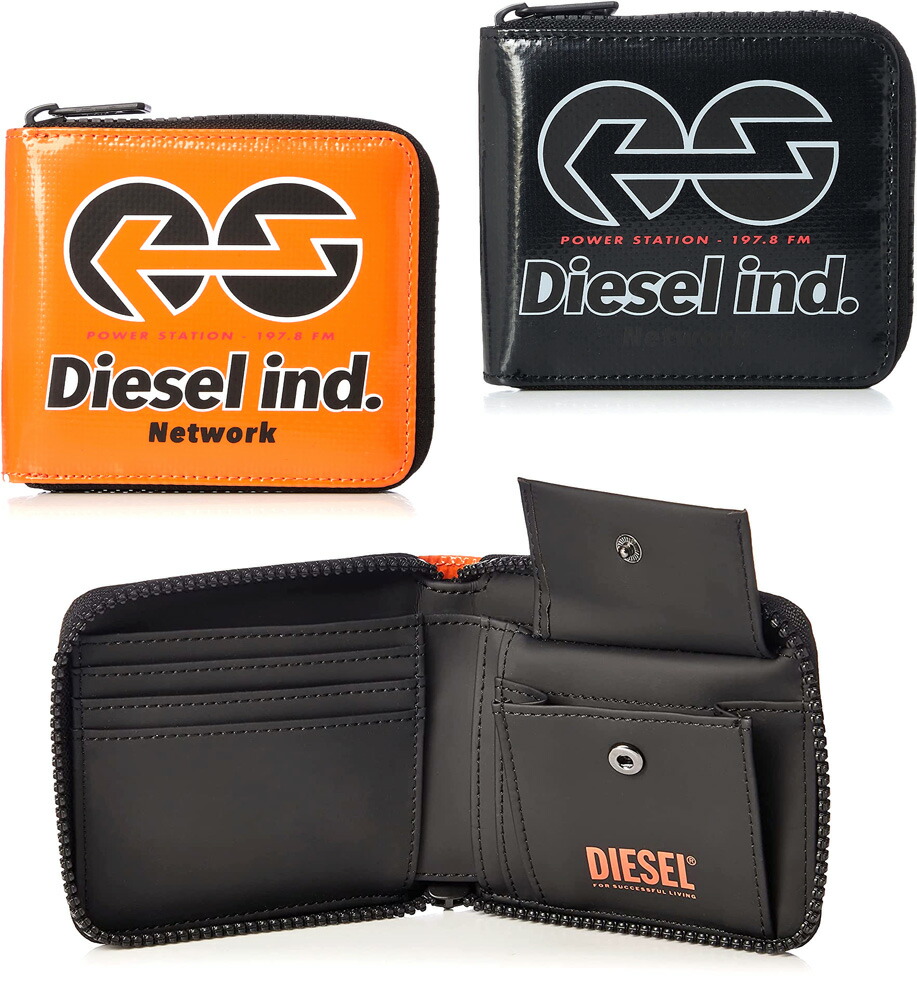 DIESEL ディーゼル 長財布 ラウンド ロゴ D1353L 黒×白 輝く高品質な