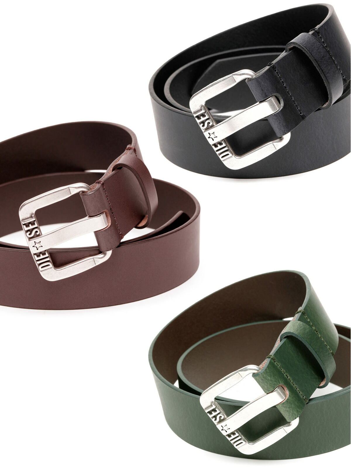 【未使用】DIESEL ラメデザイン Dメタルロゴ ベルト レディース ブラック B-1DR Woman: leather Belt with silver D logo buckle | Diesel