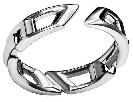 美品　ディーゼル　リング　指輪　ロゴ　黒　ブラック　銀　シルバー　箱　袋付き DIESEL】メンズ リング｜ステンレススチール・バンドスタイル