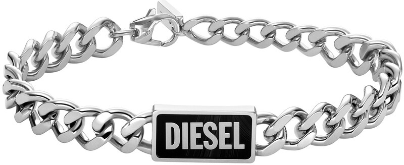 DIESEL ディーゼル メンズ レディース\u003cBR\u003eブラックアゲートスクエアロゴプレート\u003cBR\u003eしろがね色あずきチェーンブレスレットゴ\u003cBR\u003e メノウ スクラブフック 付属物 男女兼用 ユニセックスアームバンド\u003cBR\u003eステンレス鋼スチール写真製ID腕輪\u003cBR\u003eARMBAND BRACELET ジュエリー・アクセサリー-メンズジュエリー・アクセサリー-ブレスレット