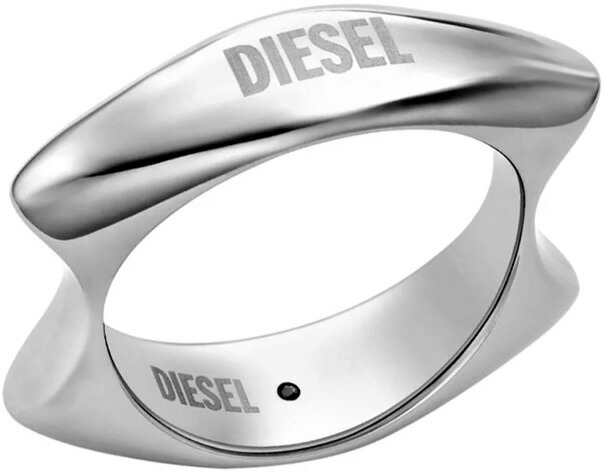 【DIESEL】ロゴ刻印付 ステンレスガンメタルリング指輪/gunl DIESEL】ロゴ刻印付 ステンレスガンメタルリング指輪/gunmetal