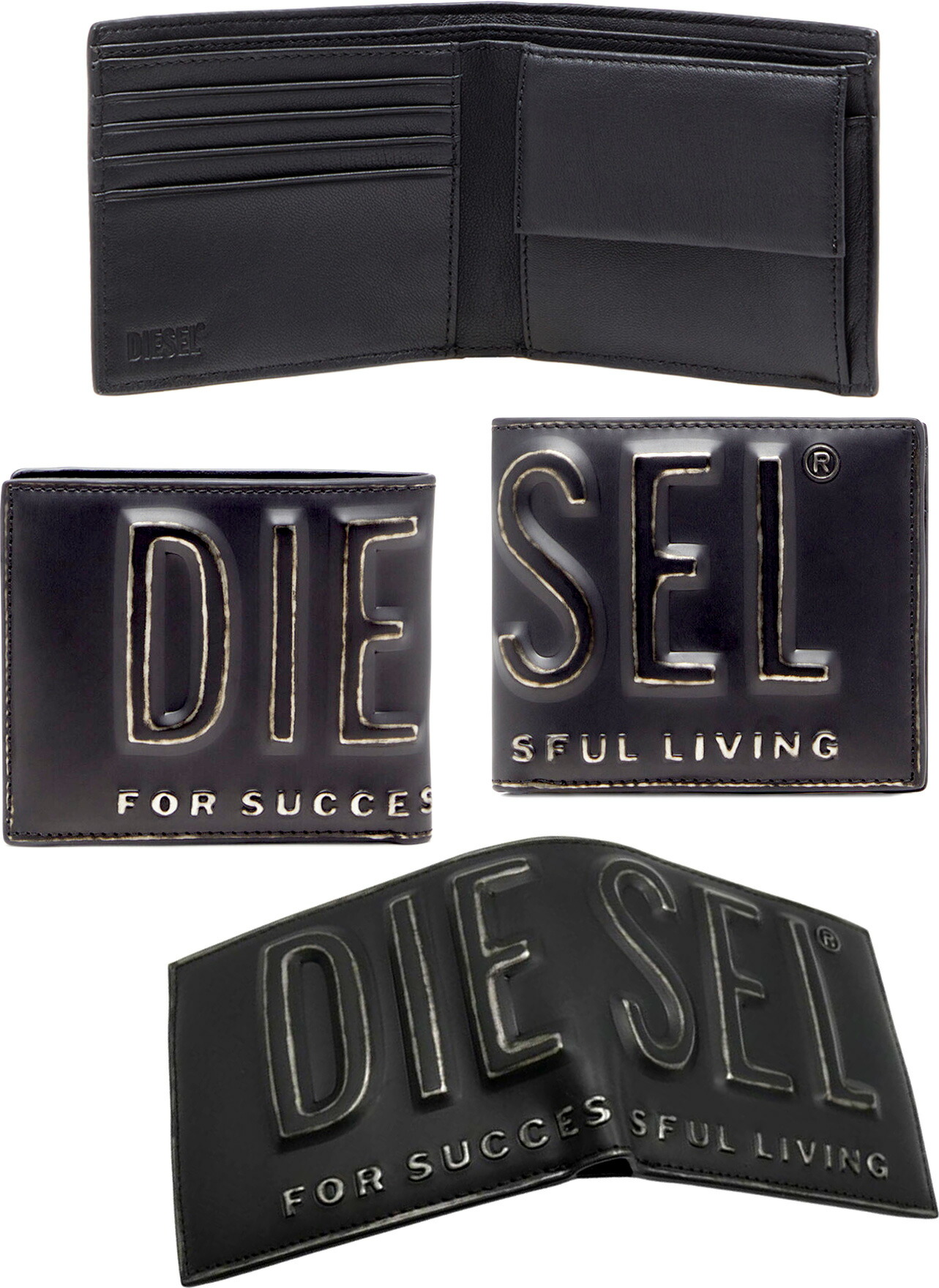 ✨️新品✨️ディーゼル　Dロゴ　シルバー金具　二つ折り財布　ブラック 楽天市場】DIESEL ディーゼル メンズ小銭入れ付き二つ折り財布