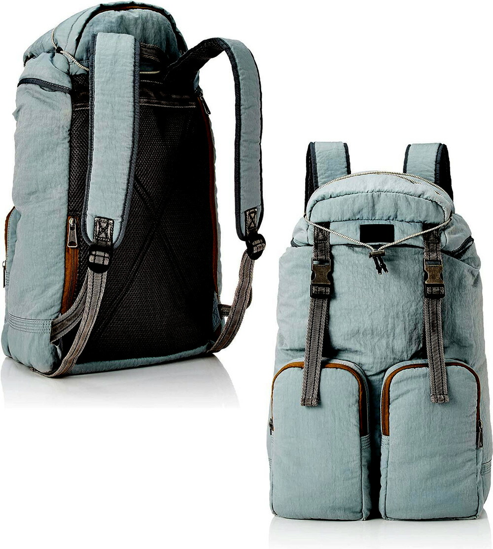 DIESEL ディーゼル メンズ レディース 背嚢\u003cBR\u003eグレイッシュブルー 赤銅色 カーキラバーパッチスクエアロゴタグダブルベルトストラップ助けになるなフロントジップポケット耐久性手手持ち部分付き添い人うしろ側風呂敷き包み 鞄 DAYBAG