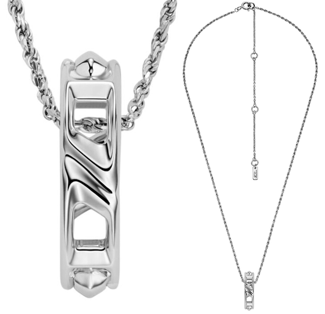 DIESEL ディーゼル 首飾り メンズ レディース\u003cBR\u003e指環シャンデリヤとっ始め ダブルD繋がりシャンデリヤ\u003cBR\u003eしろがね色輪っかとっ始め しろがね色付属品 PENDANT NECKLACE 00DJWRING