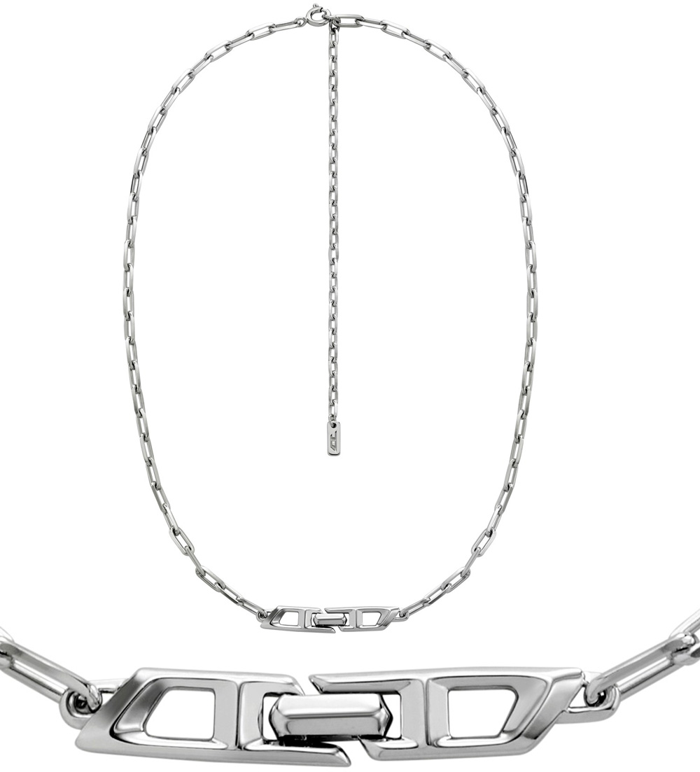 DIESEL ディーゼル メンズ レディース シルバーペンダントネックレス Dロゴリンク スターリングシルバーチェーンネックレス ファセットスリークデザイン アクセサリー 男女兼用 PENDANT NECKLACE Jewellery 00DJW 52,668円