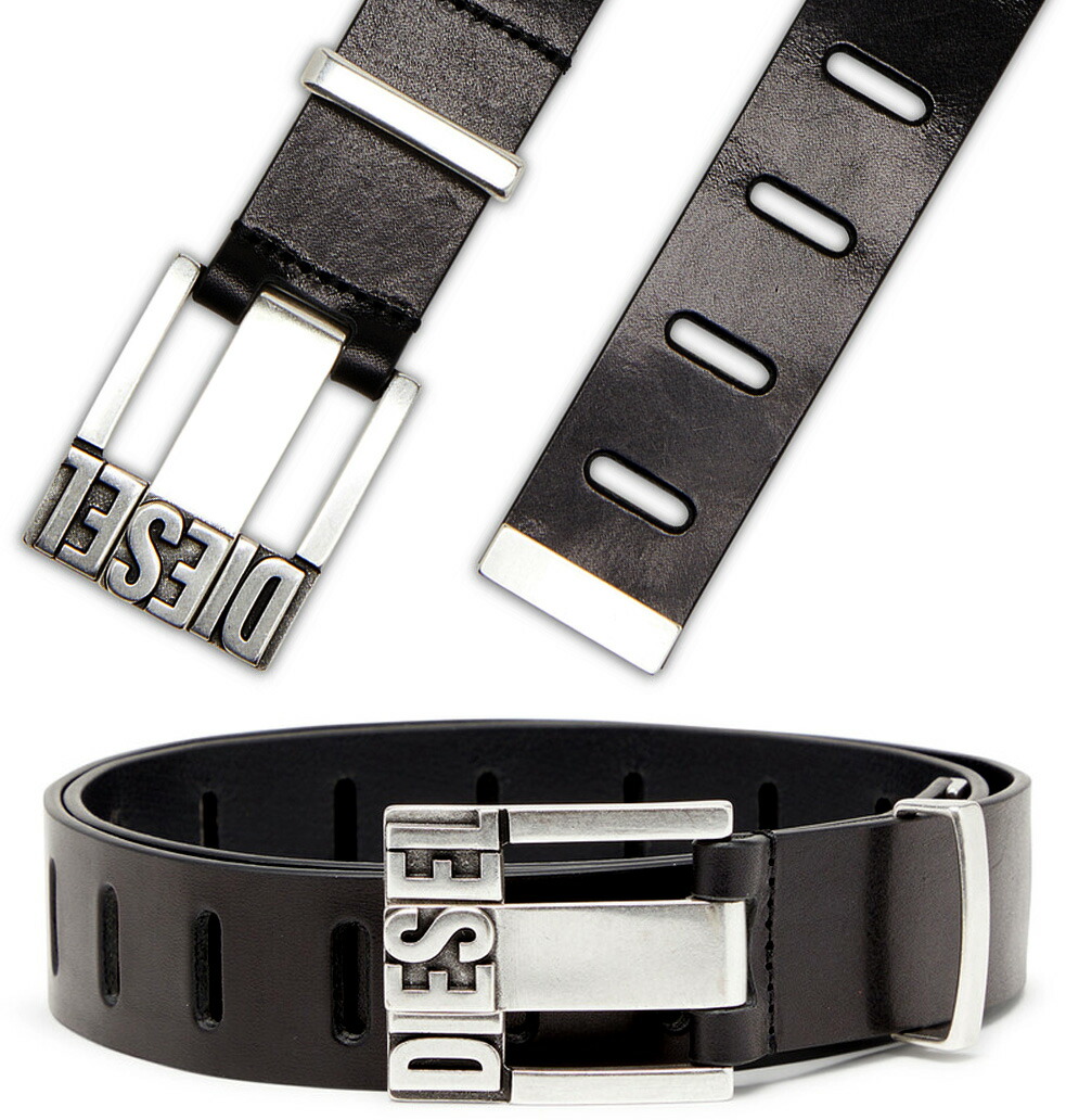 楽天市場】DIESEL ディーゼルメンズレザーベルト ブラック ダーク
