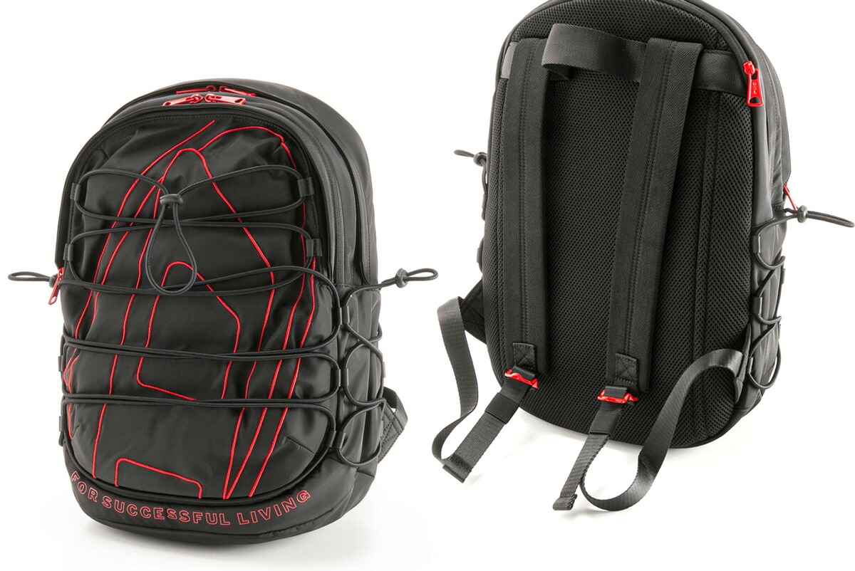 DIESEL ディーゼル メンズ レディース\u003cBR\u003e背嚢 デイパッグ\u003cBR\u003e厚地の外套オーバルDロゴタイプ ドローロープ\u003cBR\u003eタウンユースバックパック レッドラインロゴ\u003cBR\u003e黒いこと×赤いこと部分品 刺しゅう\u003cBR\u003eBACKPACK T8013BK かばん うしろ側 鞄 鞄