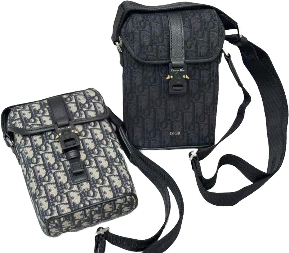 DIOR HOMME ディオールオム メンズ レディース下げ翼付き添い人ミニショルダーバッグ縦型メッセンジャーバッグディオールオブリークジャカードChristian Dior ディオール\u003cBR\u003eベージュ 黒いこと ロゴベルトバックル鞄 かばん 袋 H27EBEH03EBK