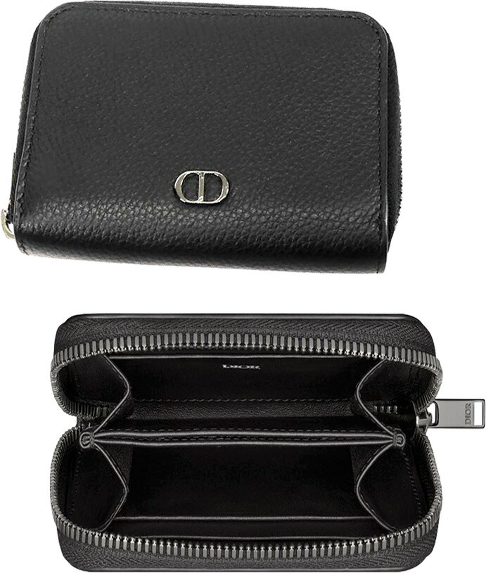 DIOR HOMME ディオールオム メンズ\u003cBR\u003eイタリア製地びたチャック釣り銭入れ 金入れCDメタルロゴカードケースコインケース 今めかしい歌留多保持者\u003cBR\u003eブラックグレインドカーフスキンレザークリスチャンディオール アイコンロゴ\u003cBR\u003e ChristianDior H00NBK