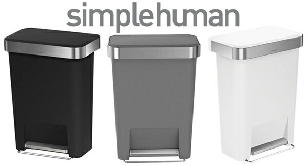 プラスチックレクタンギュラー ごみ箱 ペダル式ゴミ箱 45リットル プラスチックステップカン 45L ごみ袋を収納でき外側から充填、内側から取り出し グレー ブラック ホワイト ×シルバー ×ローズゴールド シンプルヒューマン ゴミ箱 ライナーリム