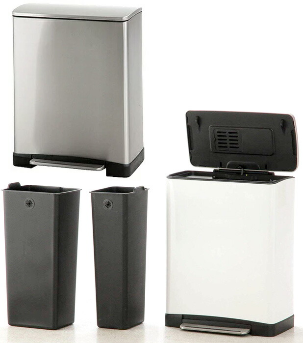 真四角型カテゴリー化用ペダル式紙くずかご46L\u003cBR\u003e26リッター\u002618リットルボックスレクタンギュラーステップカン\u003cBR\u003eリサイクラー ステンレス鋼しろがね色 白いこと 紙くずかご\u003cBR\u003e肌付き手かご付き添い人で飾り気の無い洗い濯ぎ\u003cBR\u003eゆっくり蓋が閉まるエアーダンパー