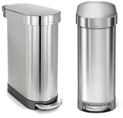 オーバルトップごみ箱 スリムカン 45L シルバーステンレス ステップダストボックス シンプルヒューマン ゴミ箱 ダストボックス 袋のはみ出しを防いで外観を損なわないライナーリム固定 蓋がゆっくり閉まるスプリングダンパーシステム採用