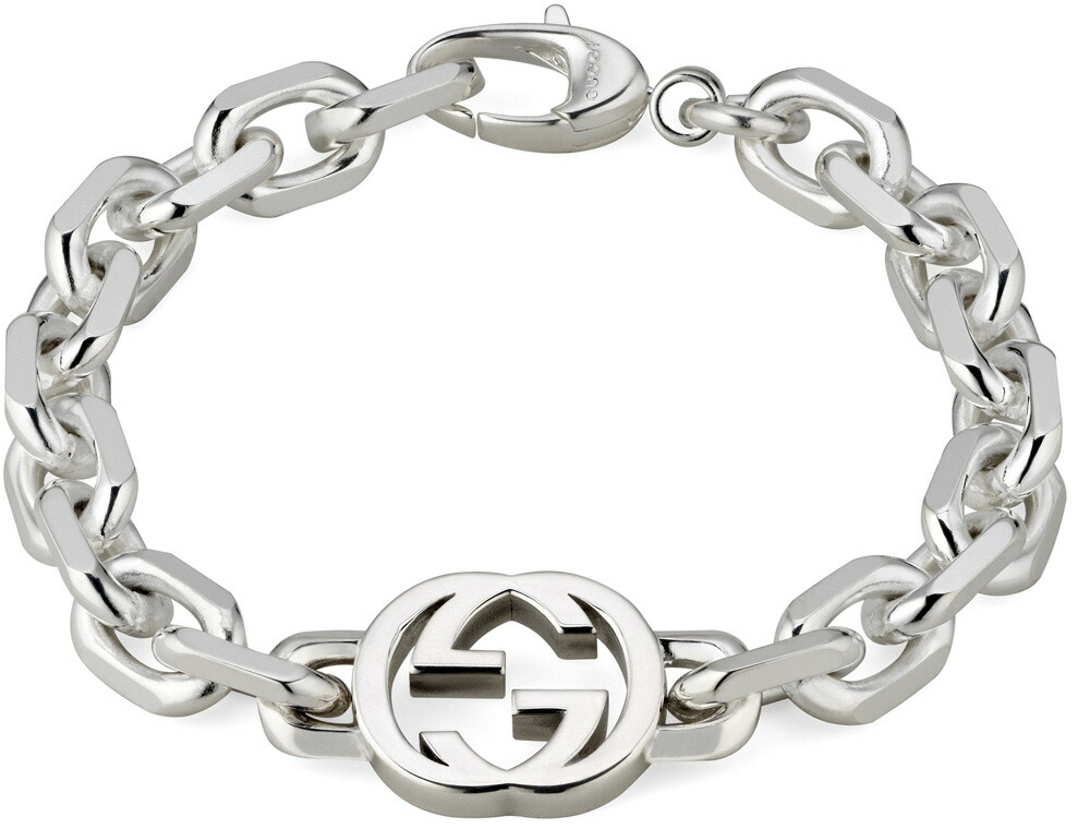 GUCCI 新品同様品　エナメルエングレービングチェーンブレスレット　刻印18 グッチ シグネチャー エングレービング チェーン ブレスレット