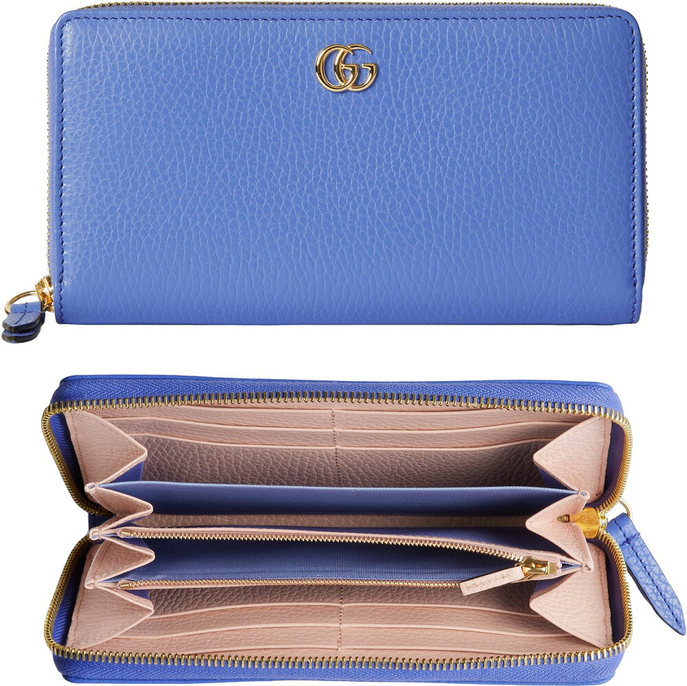 GUCCI グッチ レディース\u003cBR\u003e御釣り入れ付き添い人ラウンドチャック長札入れ\u003cBR\u003eダブルGロゴタイプ インサイドコントラストカラーレザー\u003cBR\u003e黒いこと 薄墨色 サクラ色 青色 黄色 パープル 象牙色 緑であること ぶどう酒赤いことGGMARMONTE ZIP AROUND WALLET